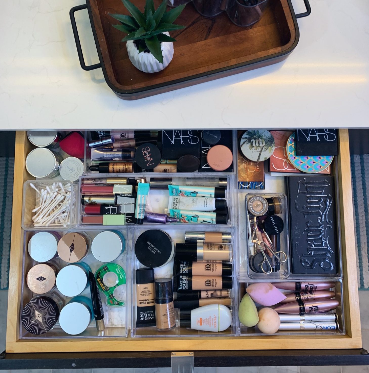 Makeup Drawer Organization Trays- Before and After