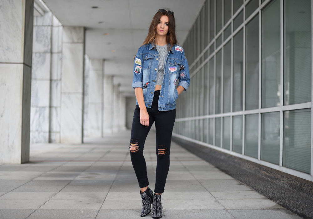 cheap affordable patch denim jacket