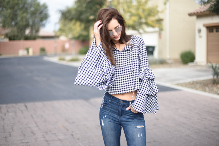 Tiered Sleeves and Gingham Print » My View in Heels