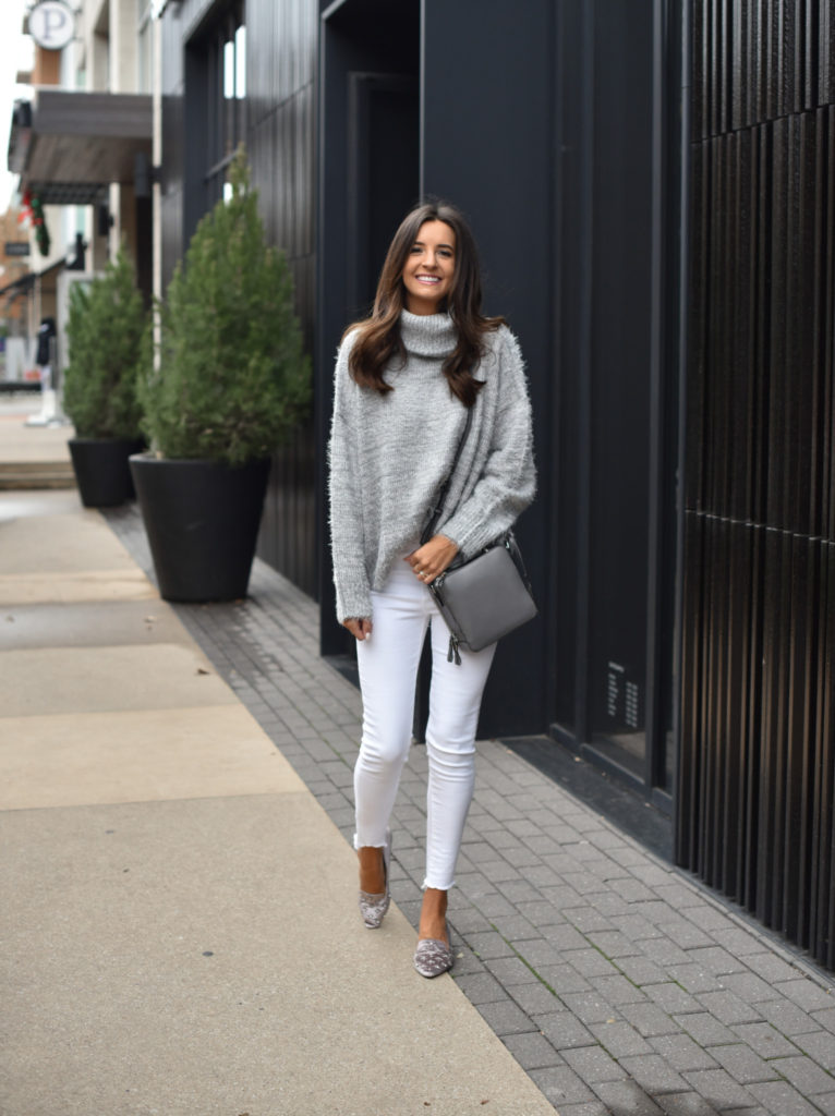 Styling white jeans in winter