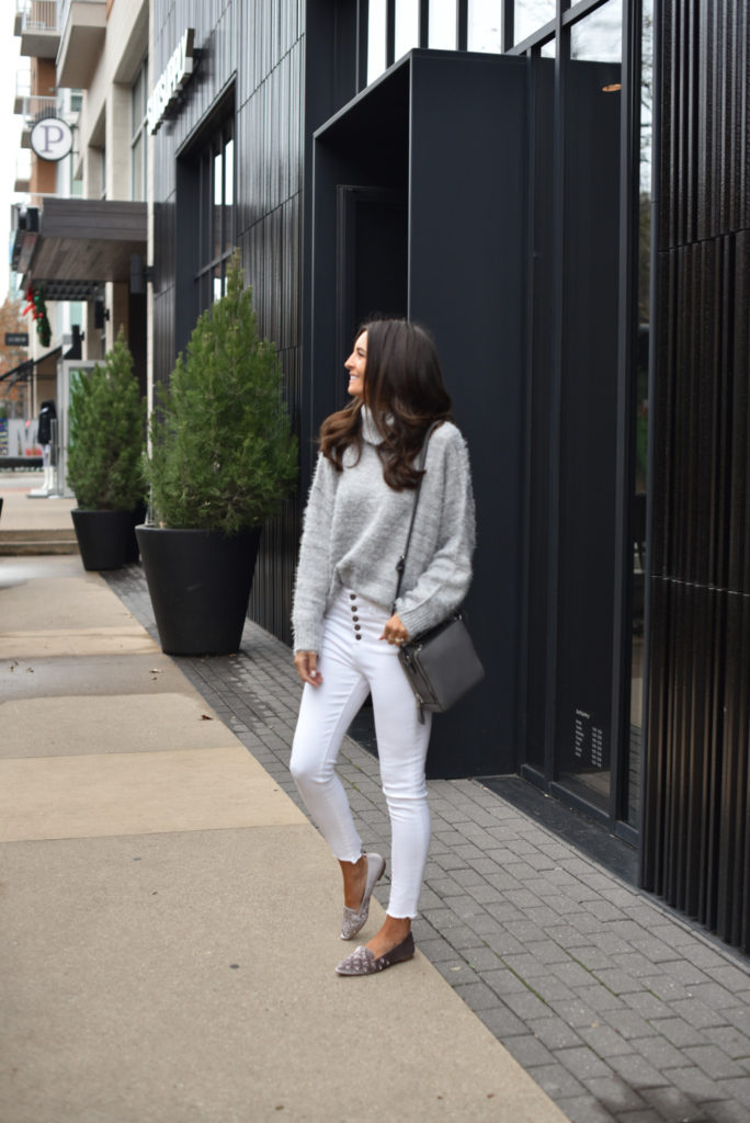 Styling white jeans in winter