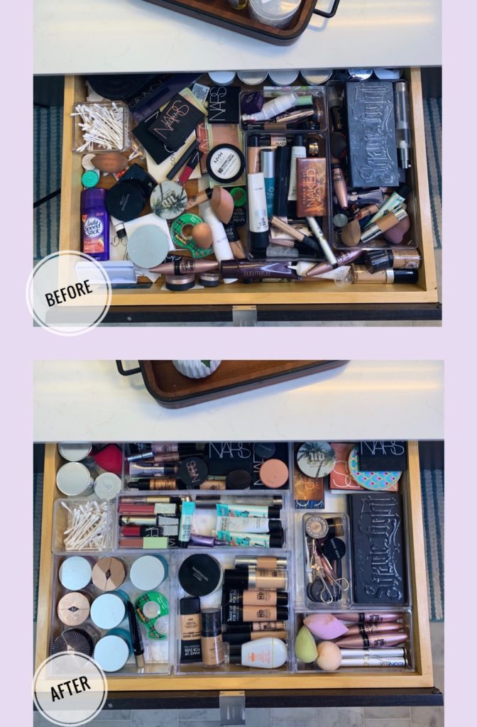 Makeup Drawer Before and After 