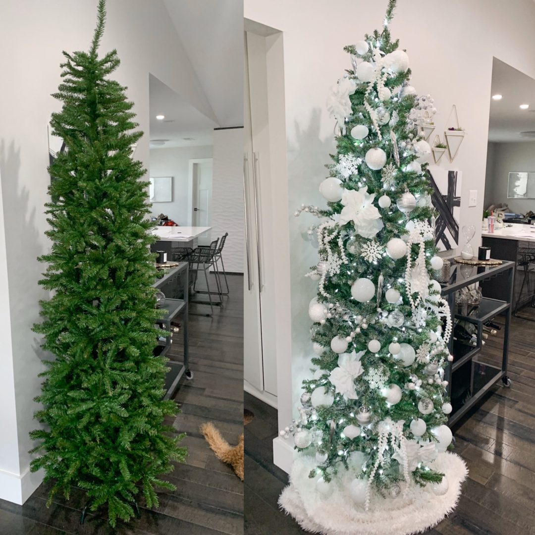 Before and After: Flocking and Decorating a Christmas Tree